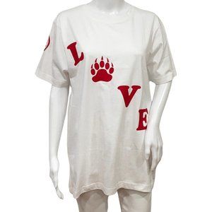YJGLAM Women"s a Love Word Desing Short Sleeve White Red Color Sz M G16